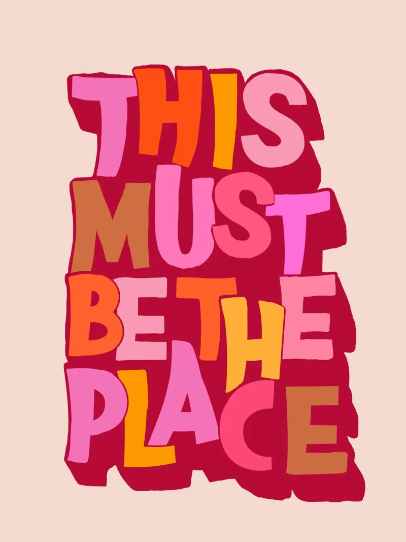 This Must Be The Place Retro Zitat Druck Leinwand mit Schattenfugenrahmen von showmemars