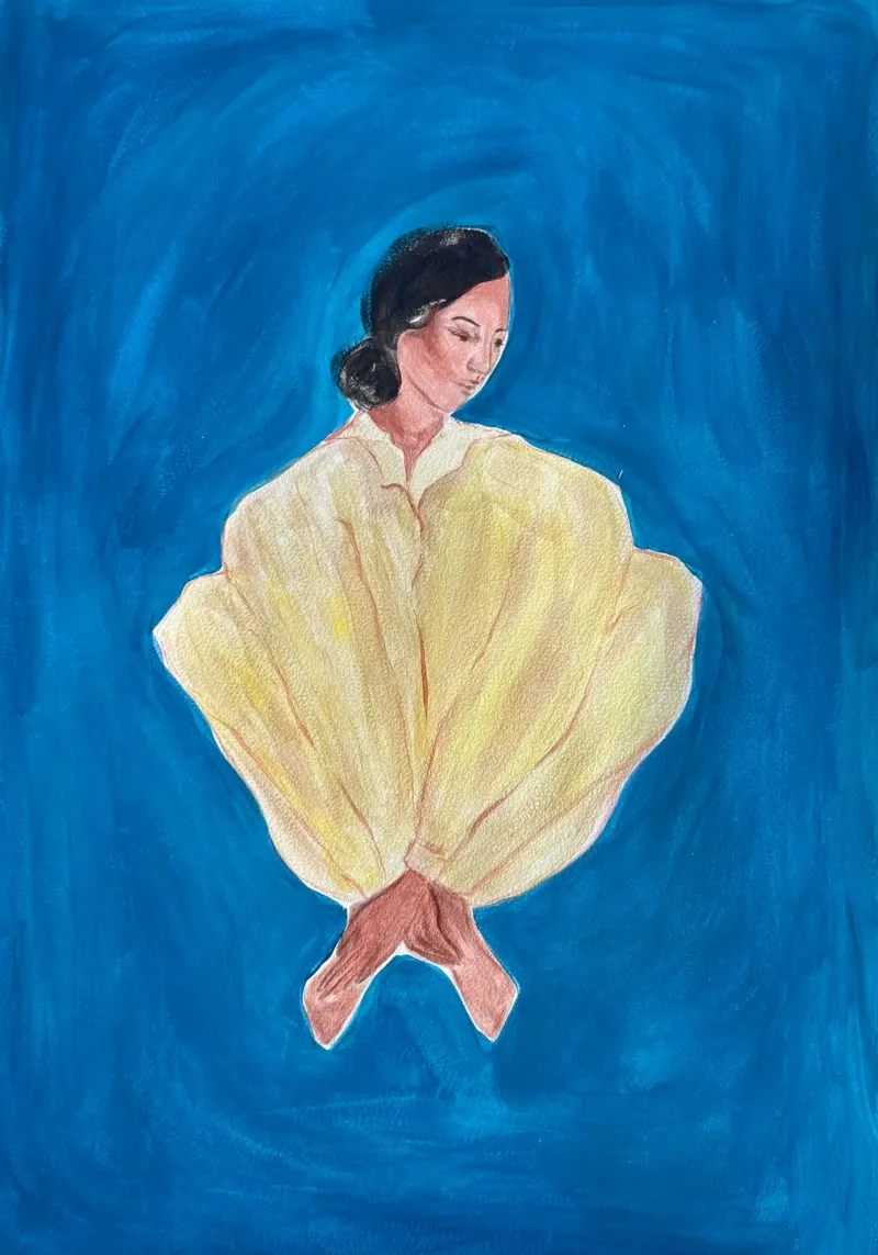 Vrouw in blauw canvas met Baklijst van Kunst.der.Amelie