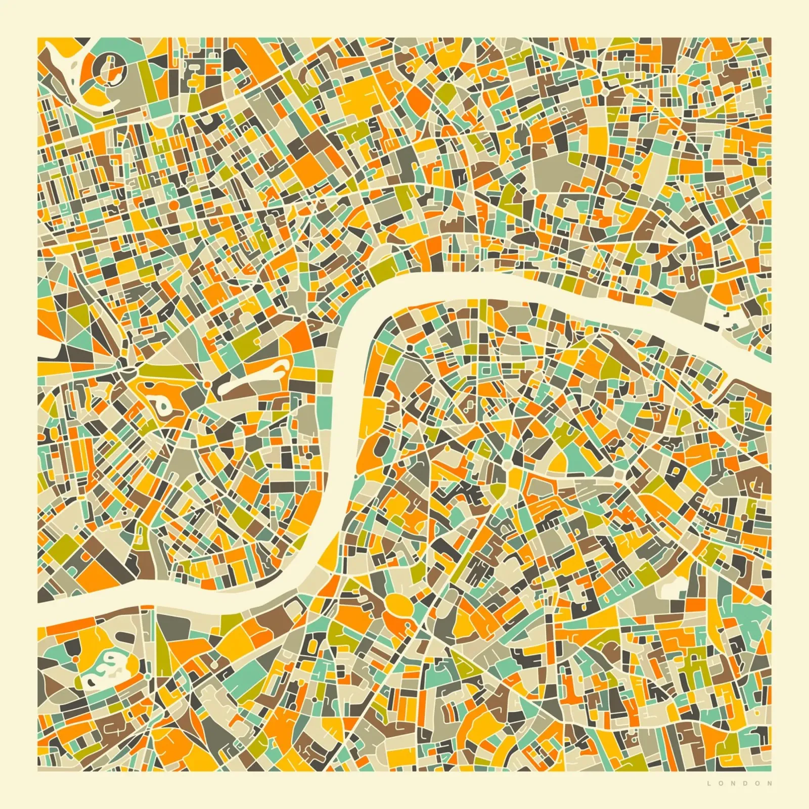 Mappa di Londra alluminio dibond da Jazzberry Blue