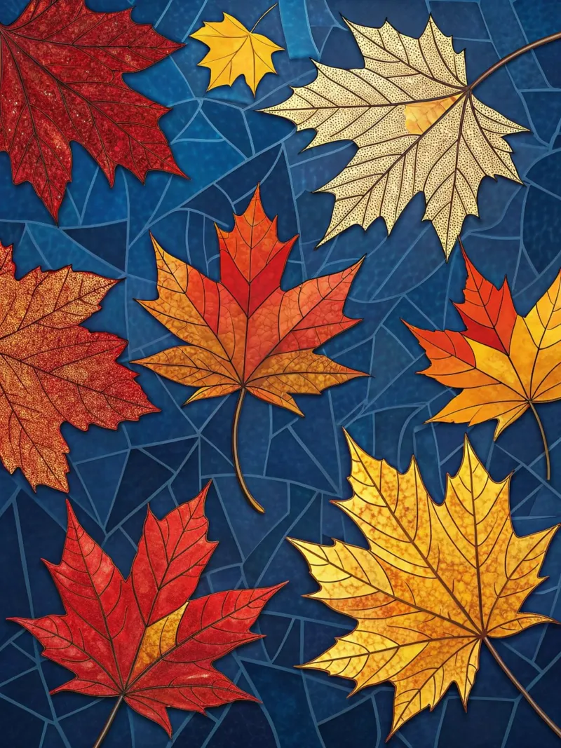 Autumn's Mosaic: A Tapestry of Fallen Maple Leaves poster by Artistic-shop