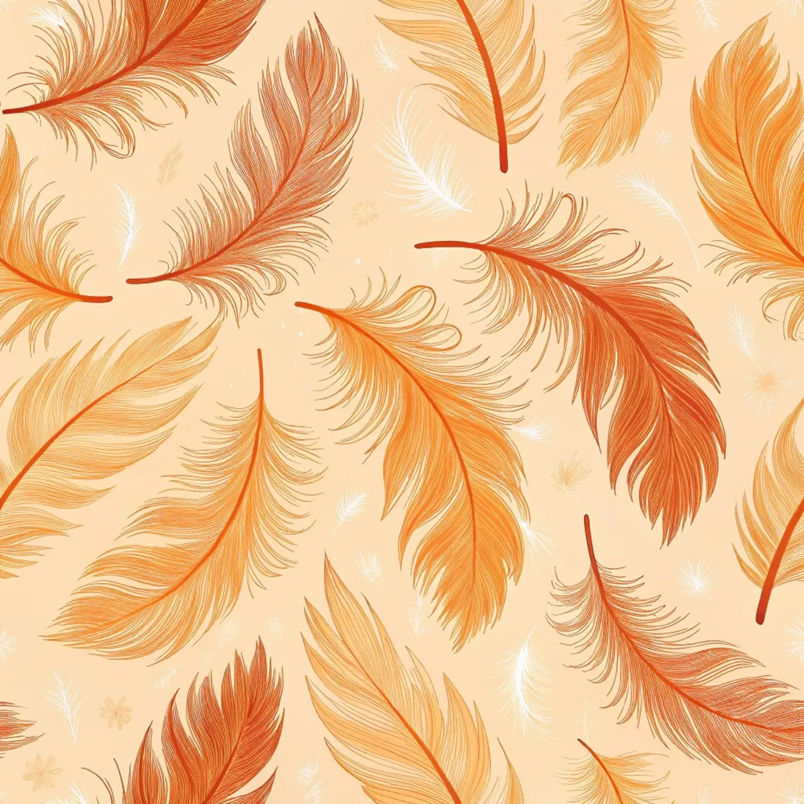 Piume che cadono: Un motivo rustico e senza cuciture di tonalità autunnale poster con telaio in alluminio da Artistic-shop