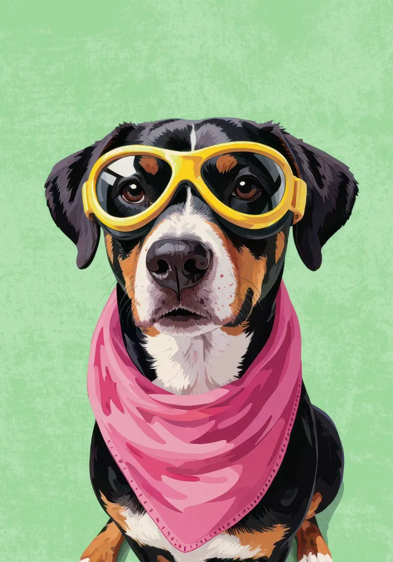 Cool Dachshund with Bandana tela con Cornice a cassetta da Attaboy Dsgn