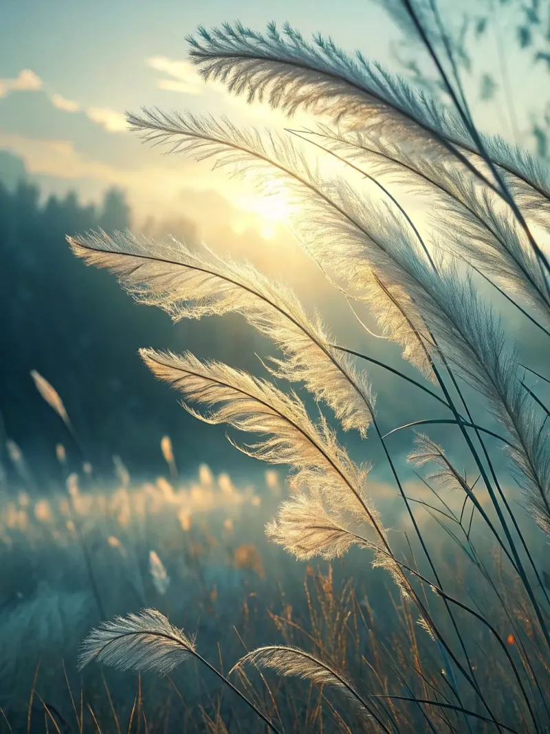 Un tramonto da sogno in un campo di erba della pampa poster da Artistic-shop