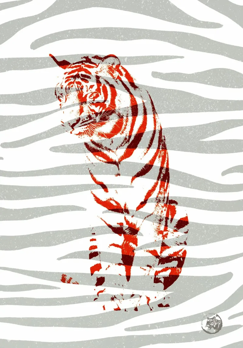 Tiger Red tela con Cornice a cassetta da lazydaypaper