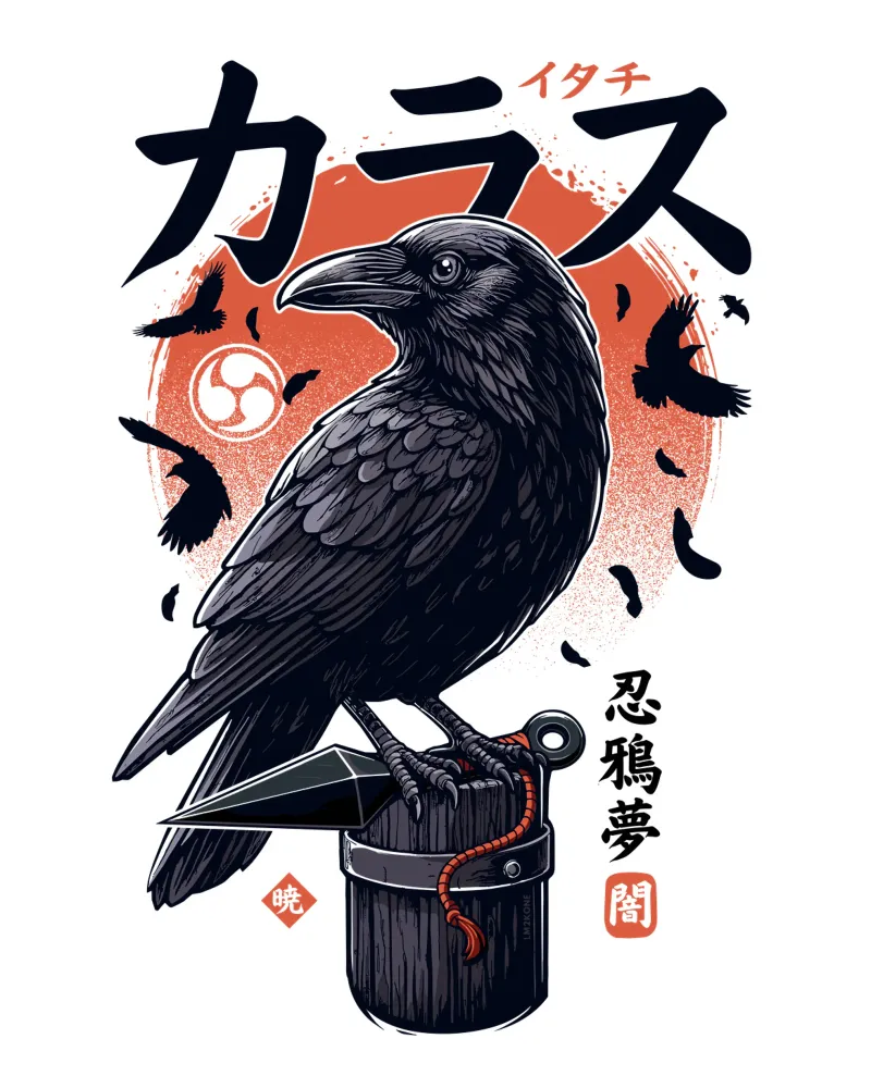 Corvo Ninja Scuro poster con telaio in plastica da LM2KONE