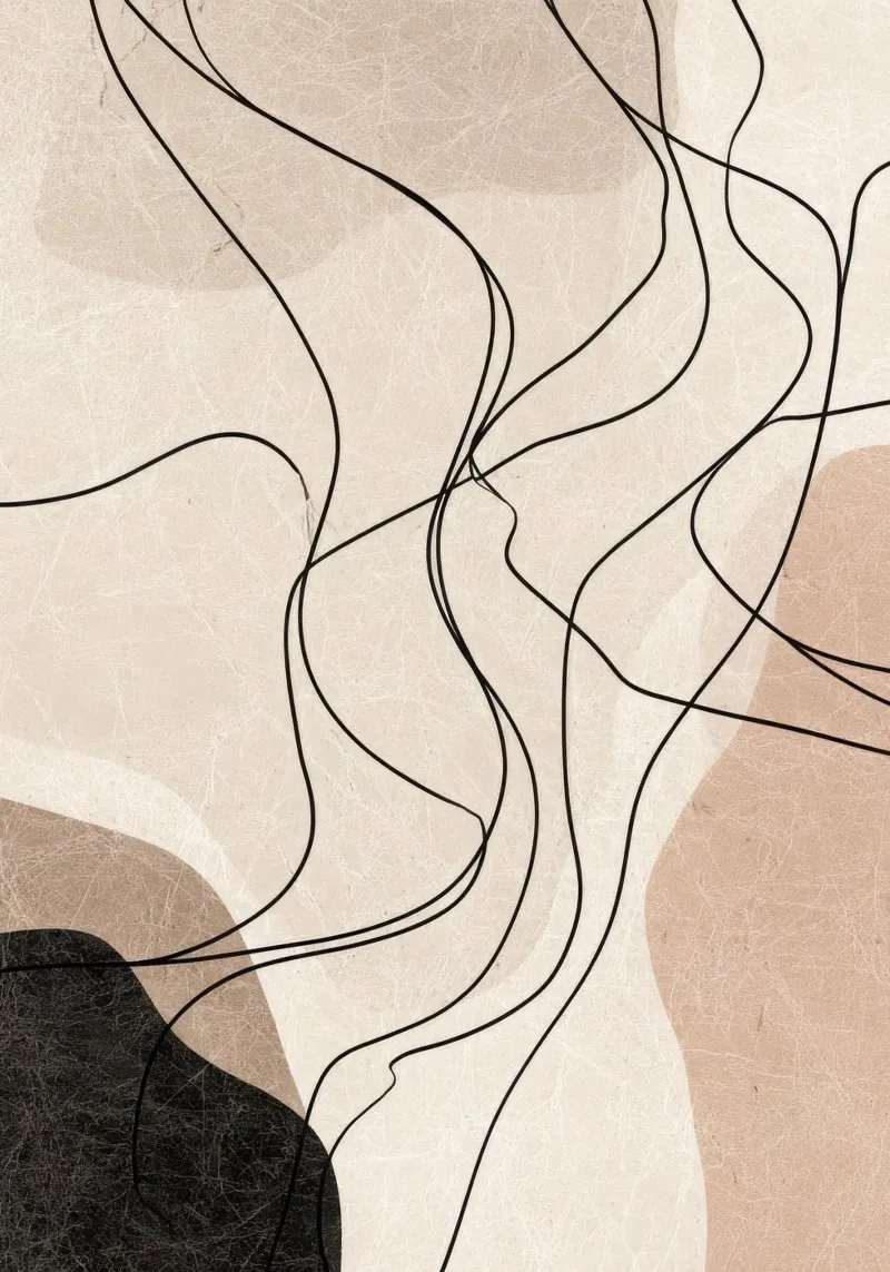 Abstract Minimalist Lines with Soft Neutral Shapes poster by Artbyvo