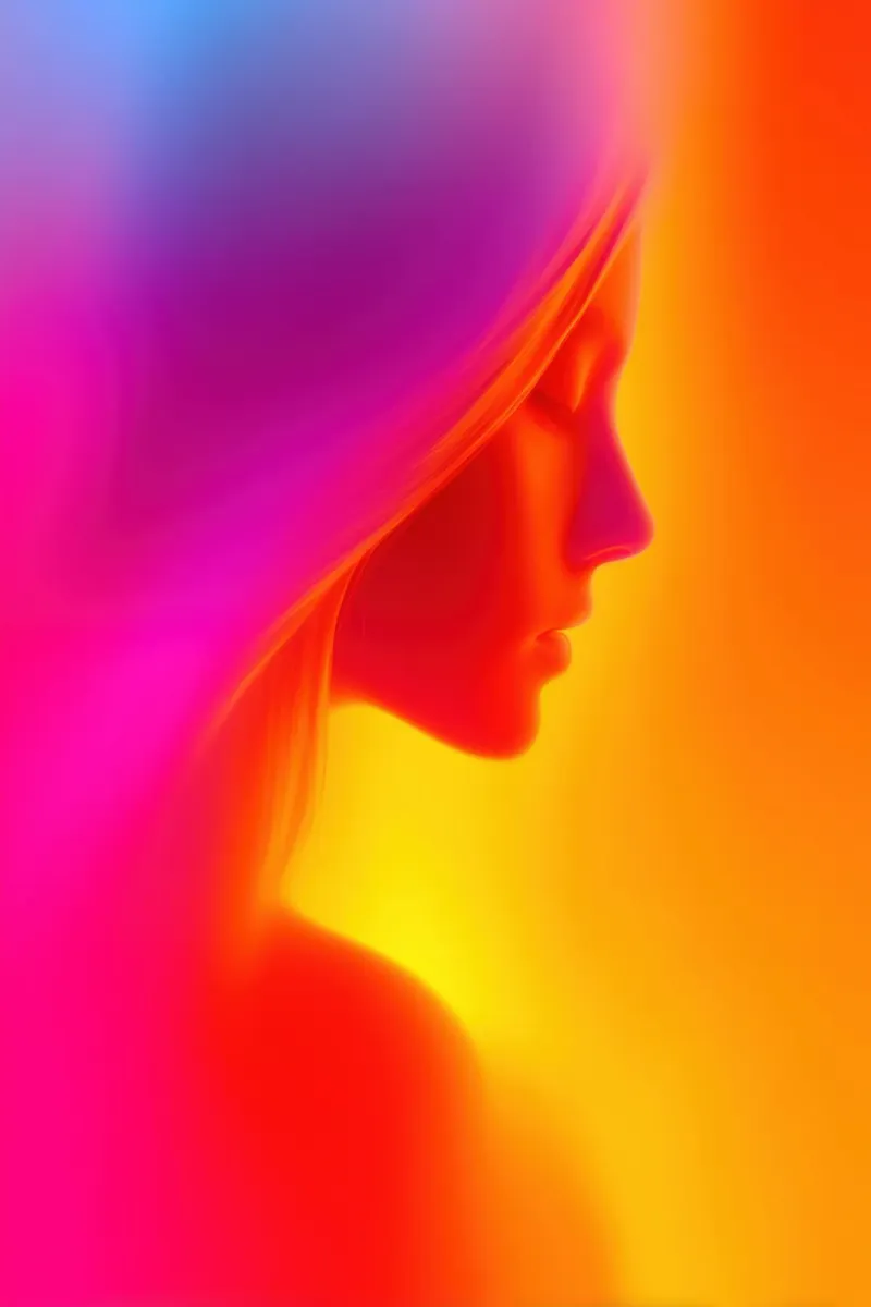 Ritratto di donna | Un tripudio di colori come in un sogno poster con telaio in alluminio da Autofocus