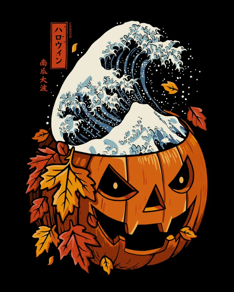 La grande onda della zucca poster con telaio in plastica da LM2KONE
