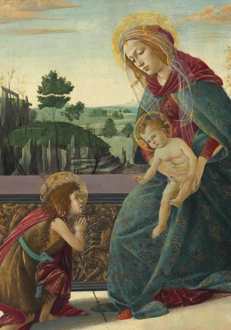 Madonna and Child with Saint John by Botticelli canvas with Floater frame by vintagepod