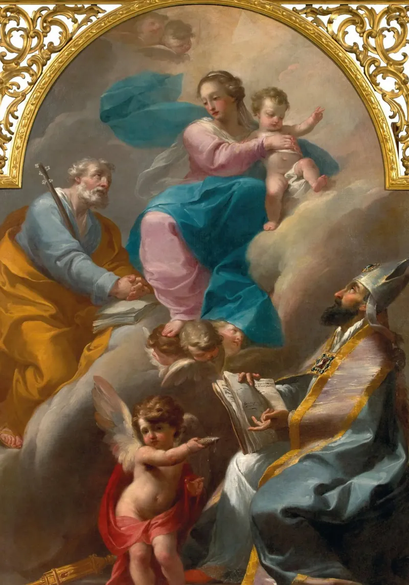 Baroque Masterpiece, Madonna and Child with Saints canvas with Floater frame by vintagepod