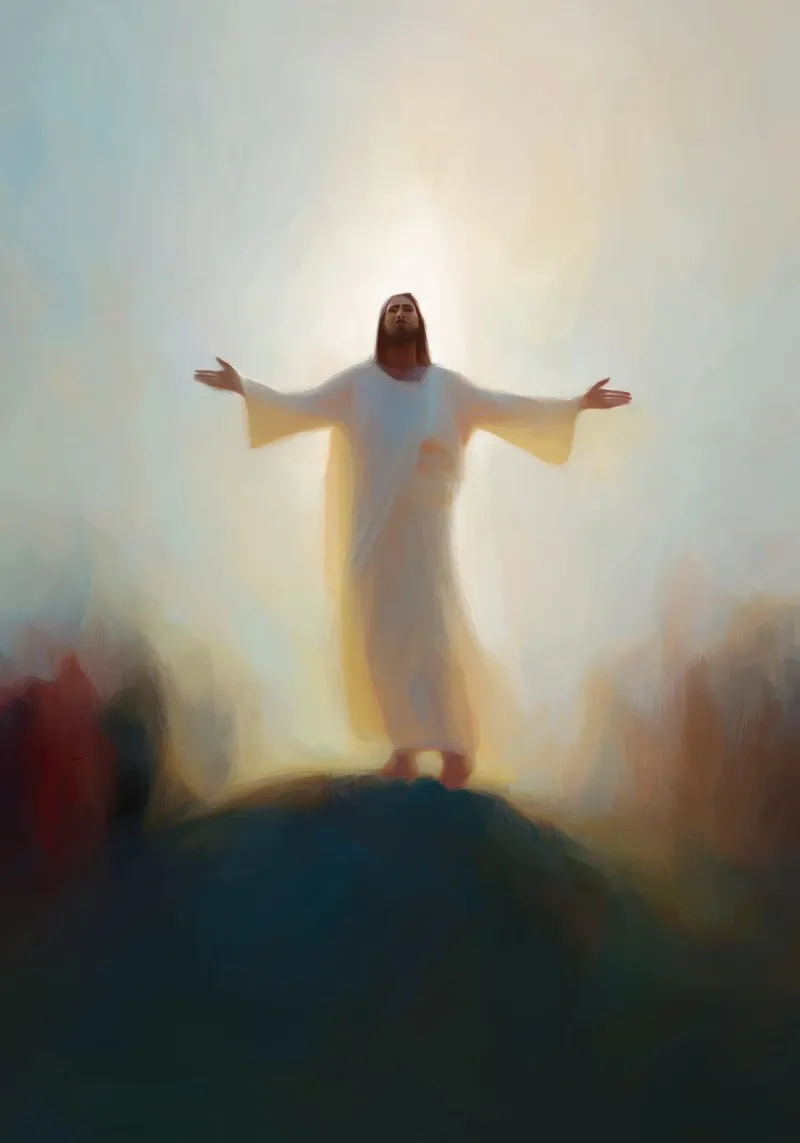 The Risen Christ, Divine Light, Modern Christian Art canvas with Floater frame by vintagepod