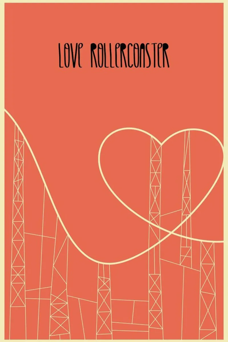 Love Rollercoaster poster con marco de madera de Rahma Projekt