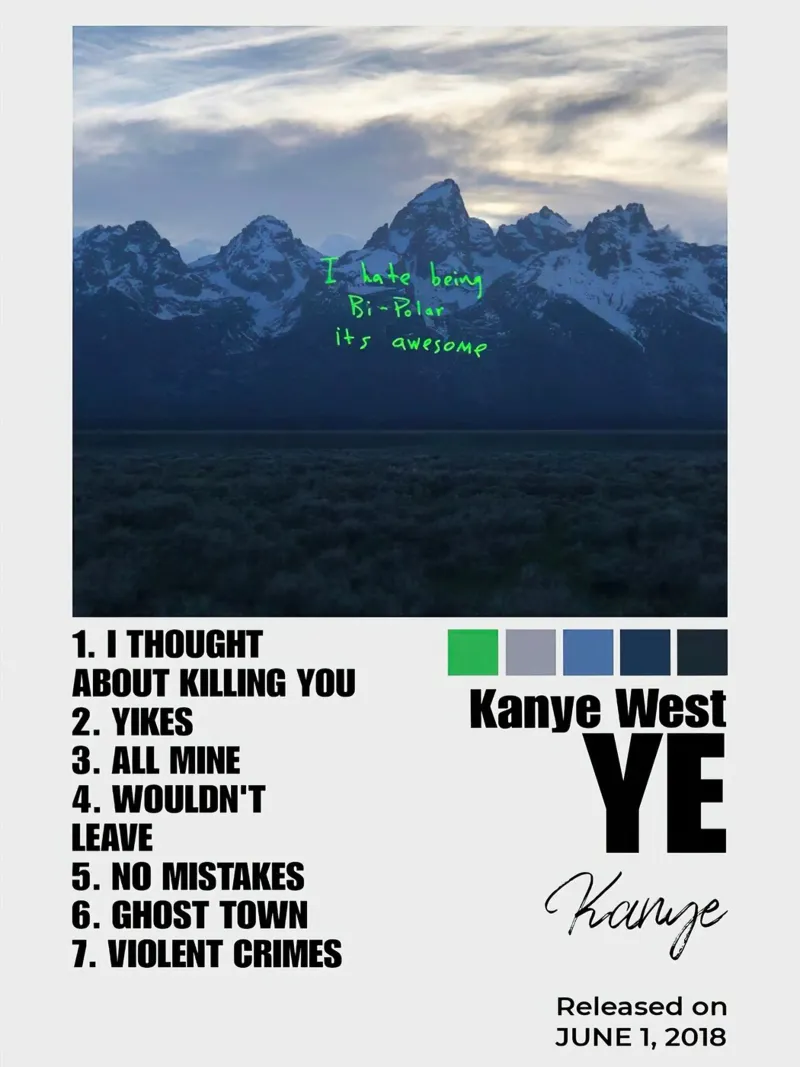 Kanye West YE tela con Cornice a cassetta da Roronoa7