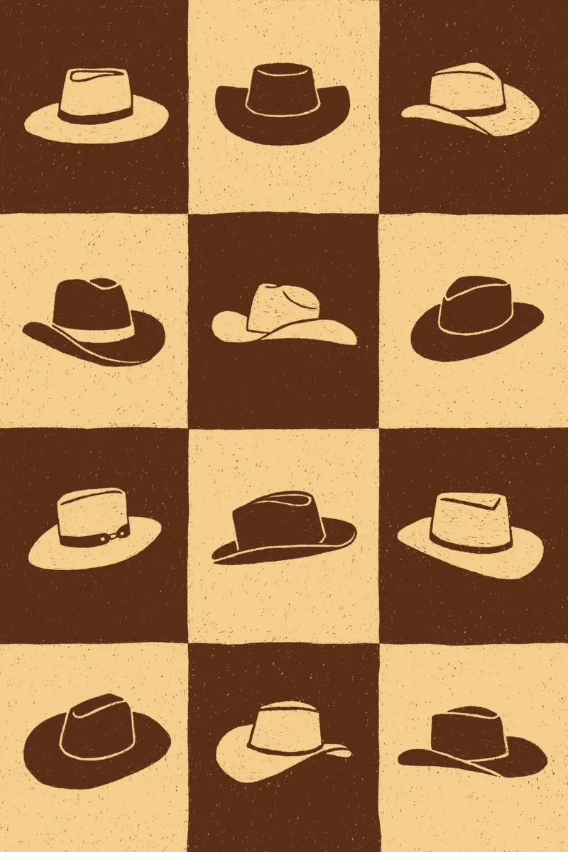 Cowboy Checkerboard (Brown Edition) tela con Cornice a cassetta da AnyoneCanYeehaw