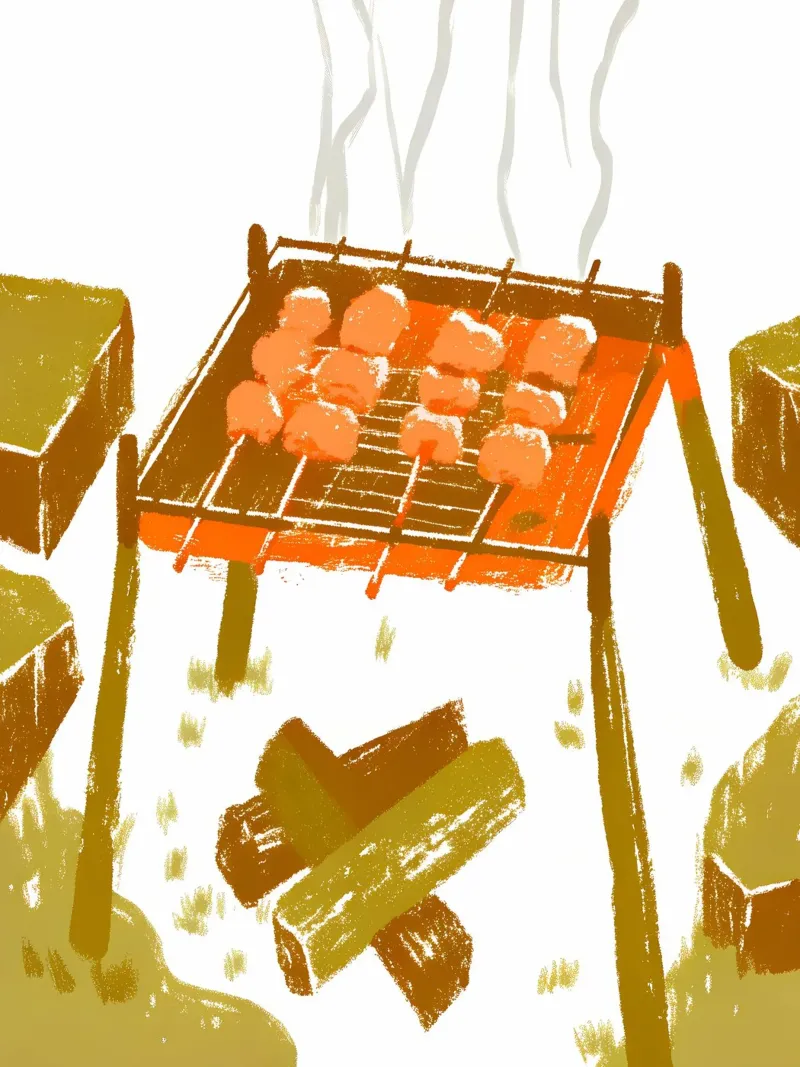 Gegrilltes Satay Leinwand mit Schattenfugenrahmen von PREKETEWE