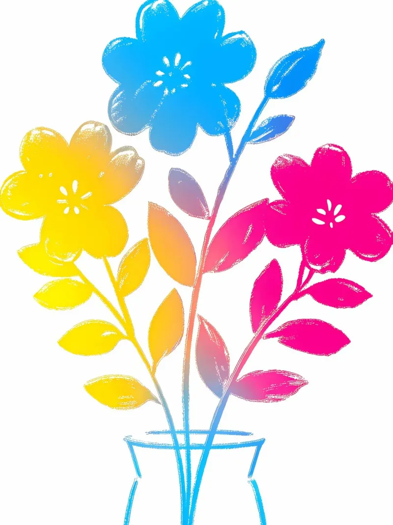 Gradación cromática de las flores lienzo con Marco flotante de PREKETEWE