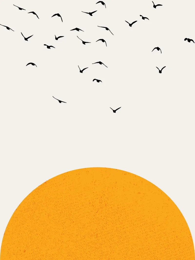 Uccelli che volano sopra il sole poster da Leon Franke