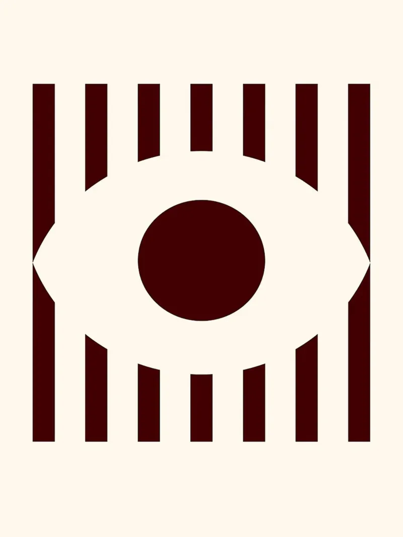 Design minimalista degli occhi con strisce rosse poster da Leon Franke