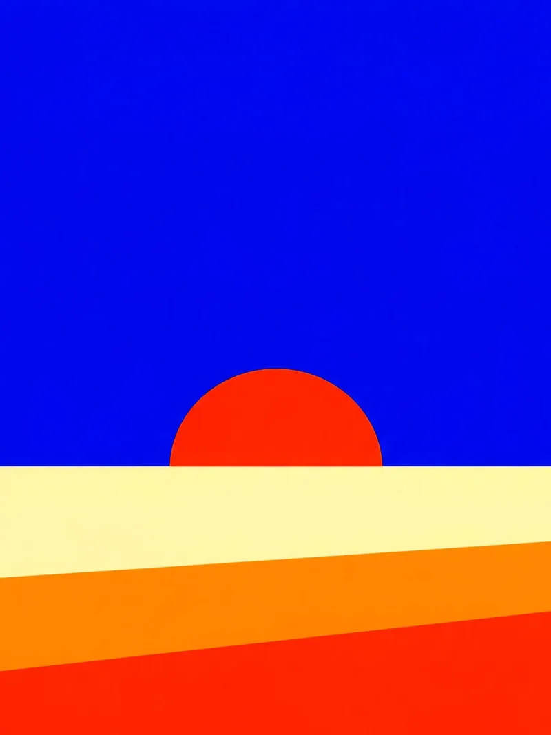 Minimalistisch landschap bij zonsondergang canvas met Baklijst van Lisa Becker