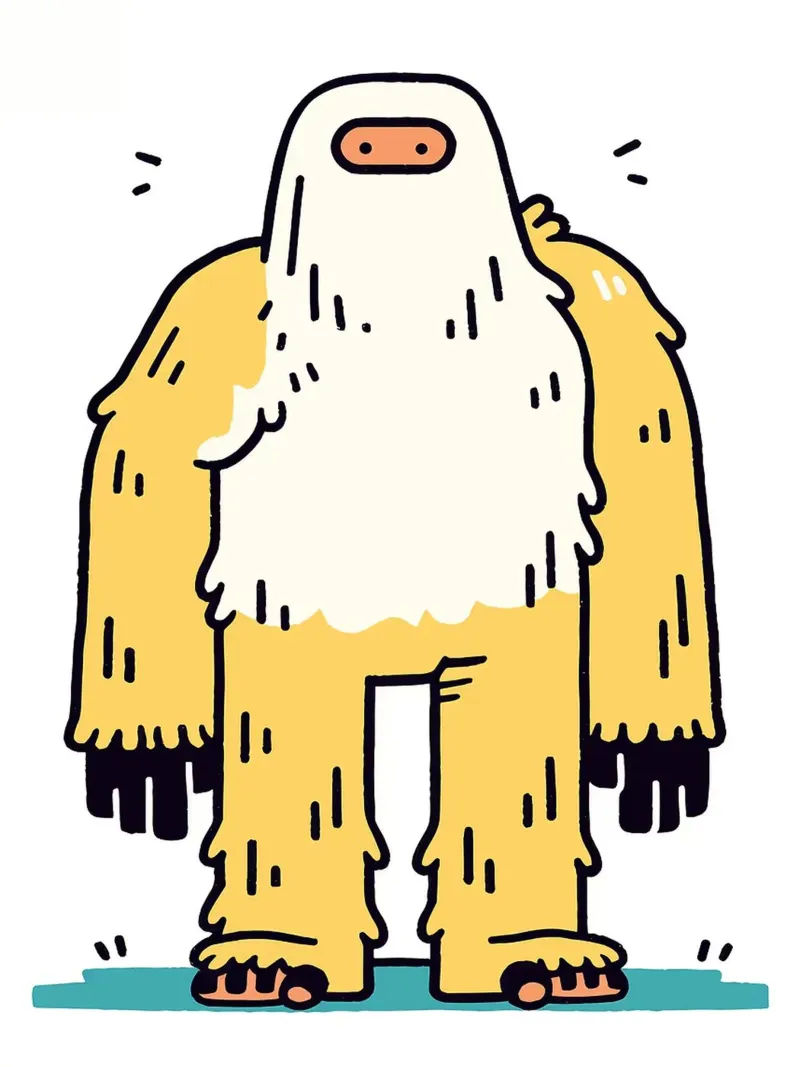 Illustrazione del personaggio Yeti dei cartoni animati poster da Lisa Becker