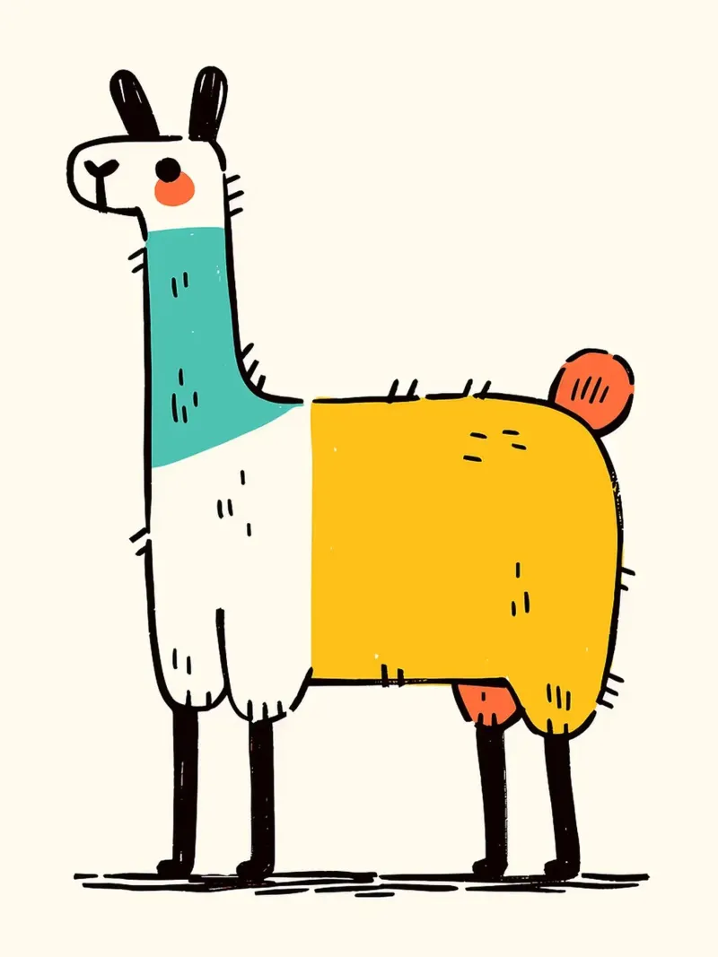 Ilustración de una llama de dibujos animados lienzo con Marco flotante de Sabine Klein