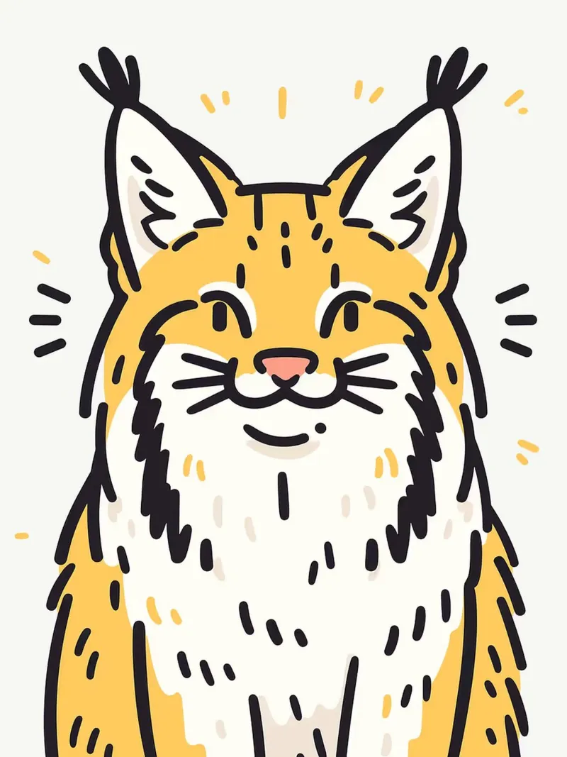 Smiling Lynx Illustration canvas with Floater frame by Sabine Klein