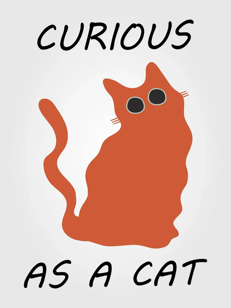 Ilustración de un gato curioso lienzo con Marco flotante de Anna Müller