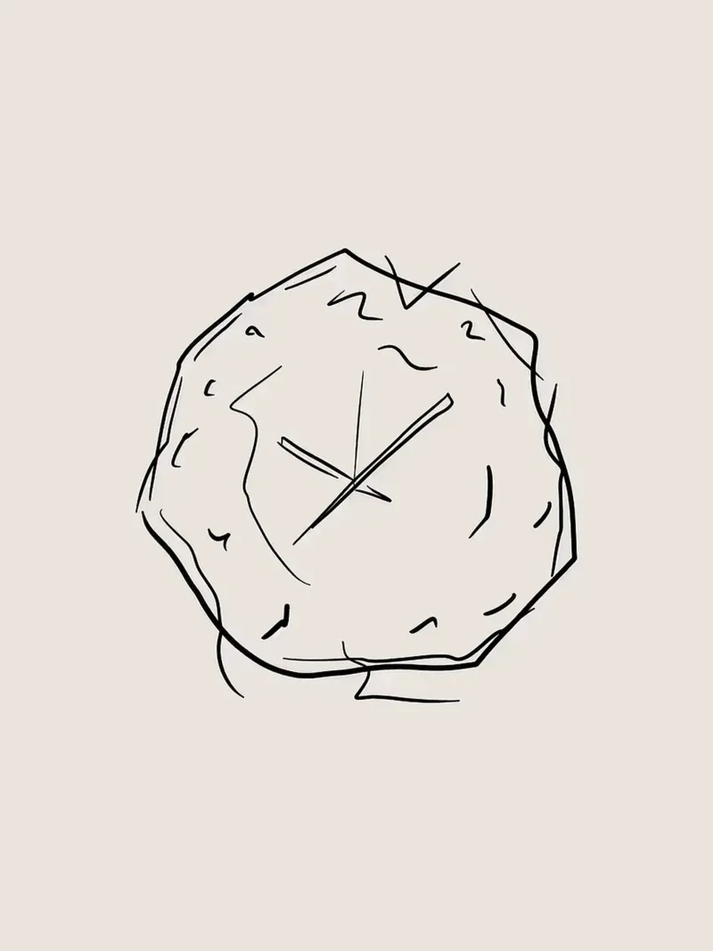 Clock Line Art canvas with Floater frame by Anna Müller