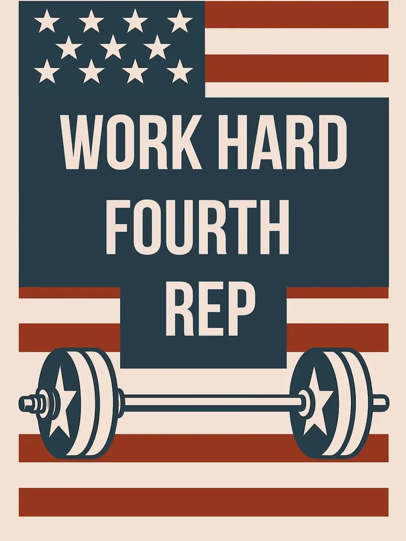 Work Hard Fourth Rep - Motivazione per il quarto luglio tela con Cornice a cassetta da Hannah Meyer