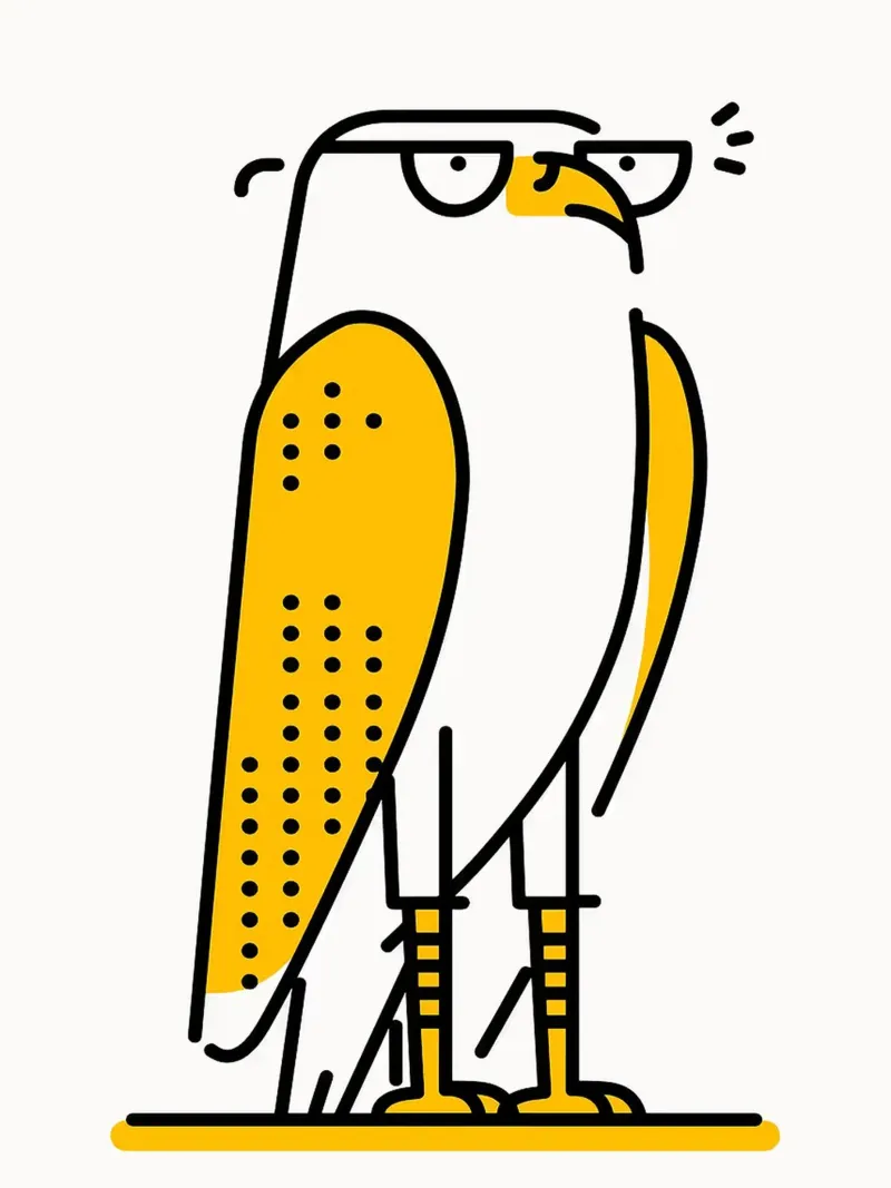 Ilustración de un halcón de dibujos animados lienzo con Marco flotante de Hannah Meyer