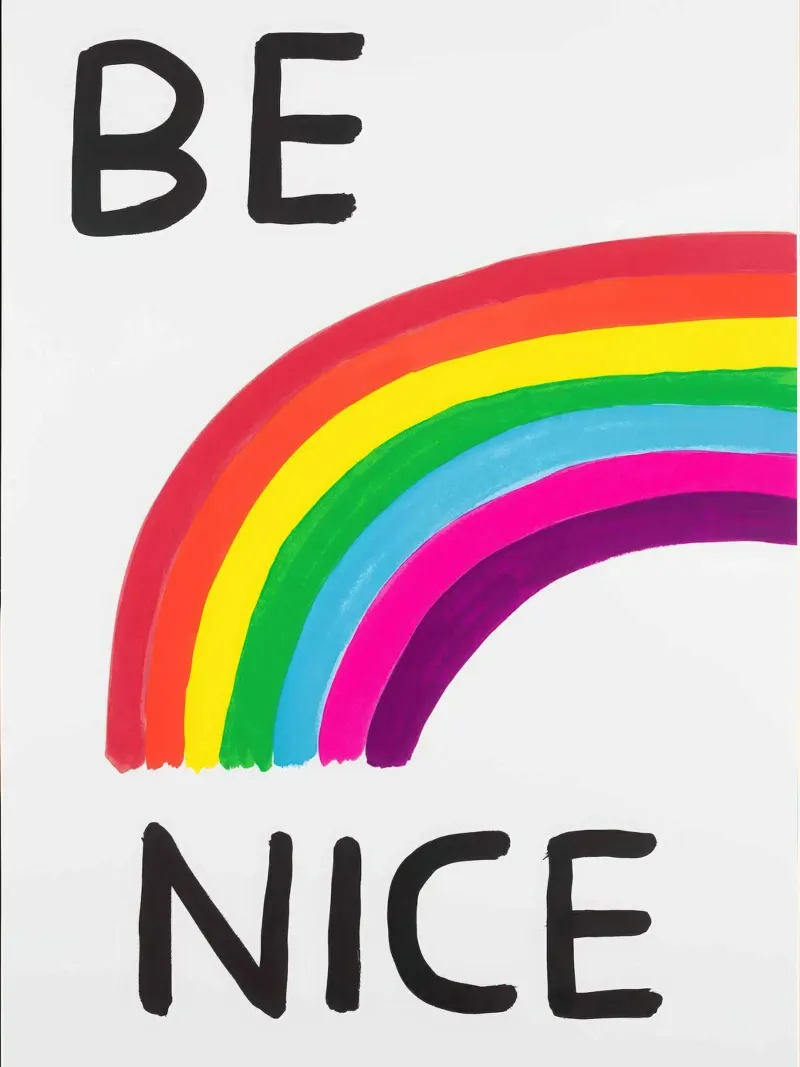 Sei nett - David Shrigley Leinwand mit Schattenfugenrahmen von ushop god