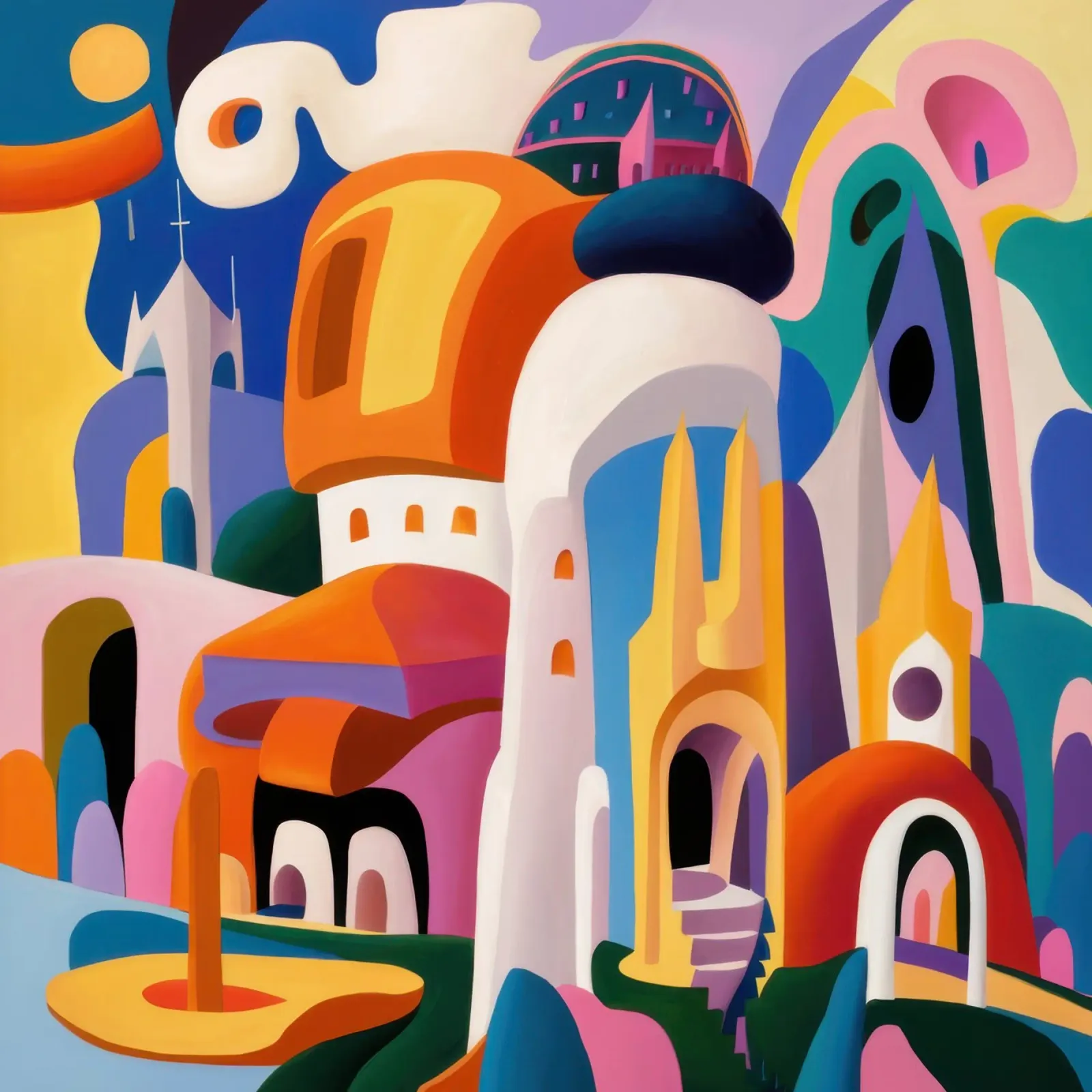 Grillig stedelijk droomlandschap canvas met Baklijst van Heaven Craft
