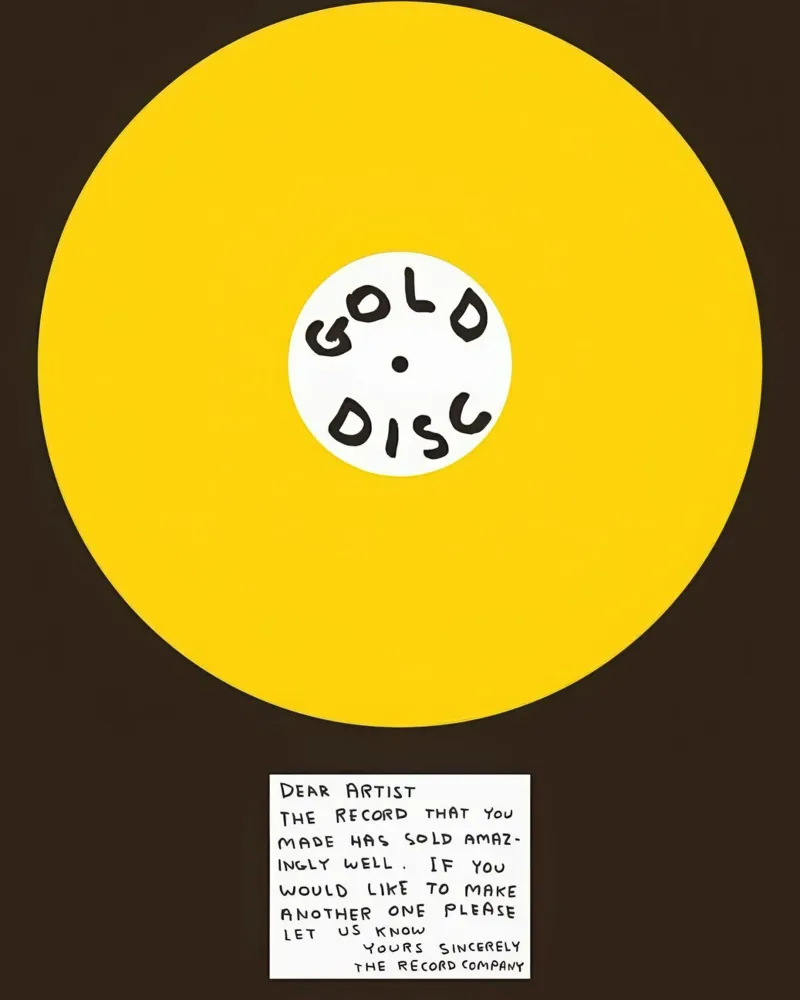 Disco d'oro David SHrigley tela con Cornice a cassetta da ushop god