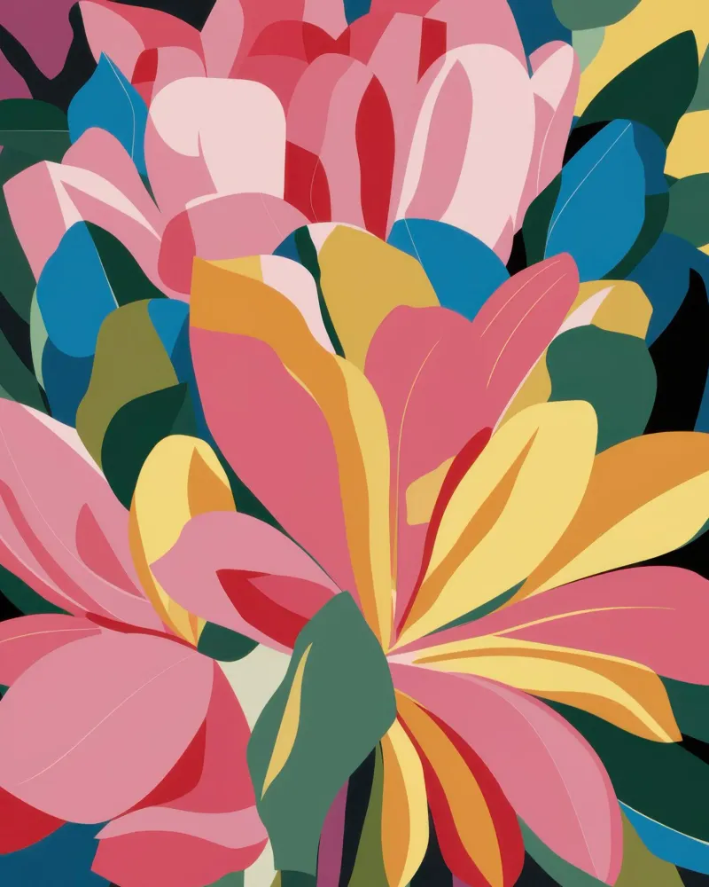 Abstract Petal Bloom canvas with Floater frame by Echo Saber