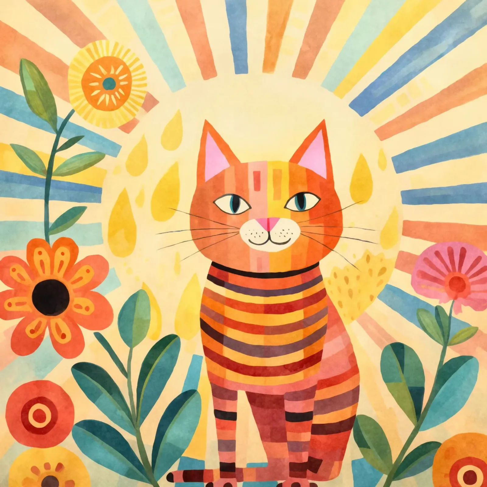 Gatto felice Vita felice poster con telaio in plastica da Andrea Haase Animal Love