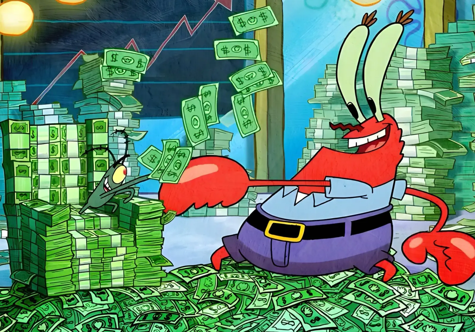"Mr. Krabs canvas with Floater frame by Low poly art