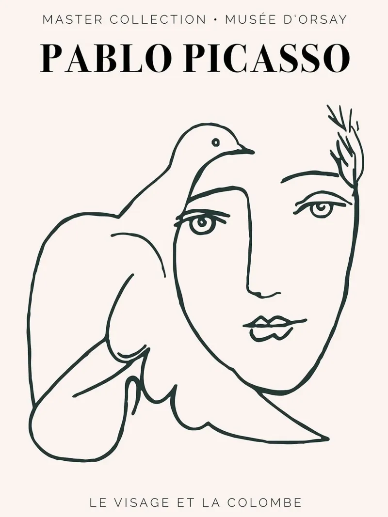 Picasso - Il volto e la colomba tela con Cornice a cassetta da Linda Richardson