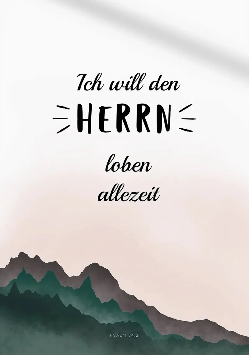Prijs de Heer altijd - Psalm 34:2 Poster canvas met Baklijst van Isabel Hill