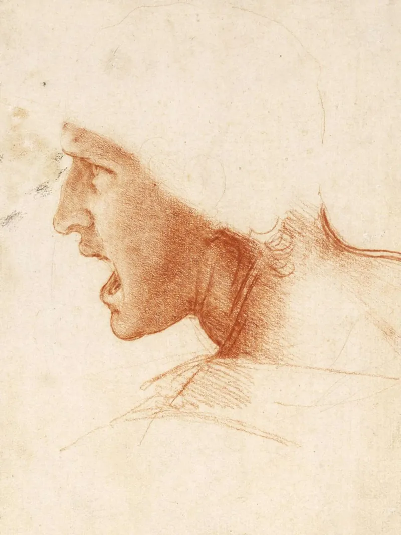 Head of a warrior by Leonardo da Vinci canvas with Floater frame by James McIntosh