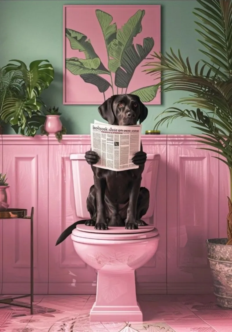 dog on toilet poster da chaodays