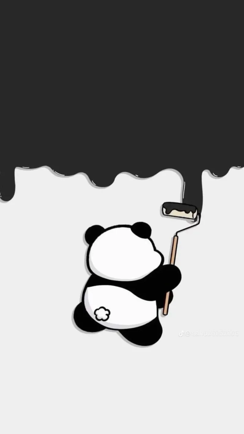 panda painting black poster da throme