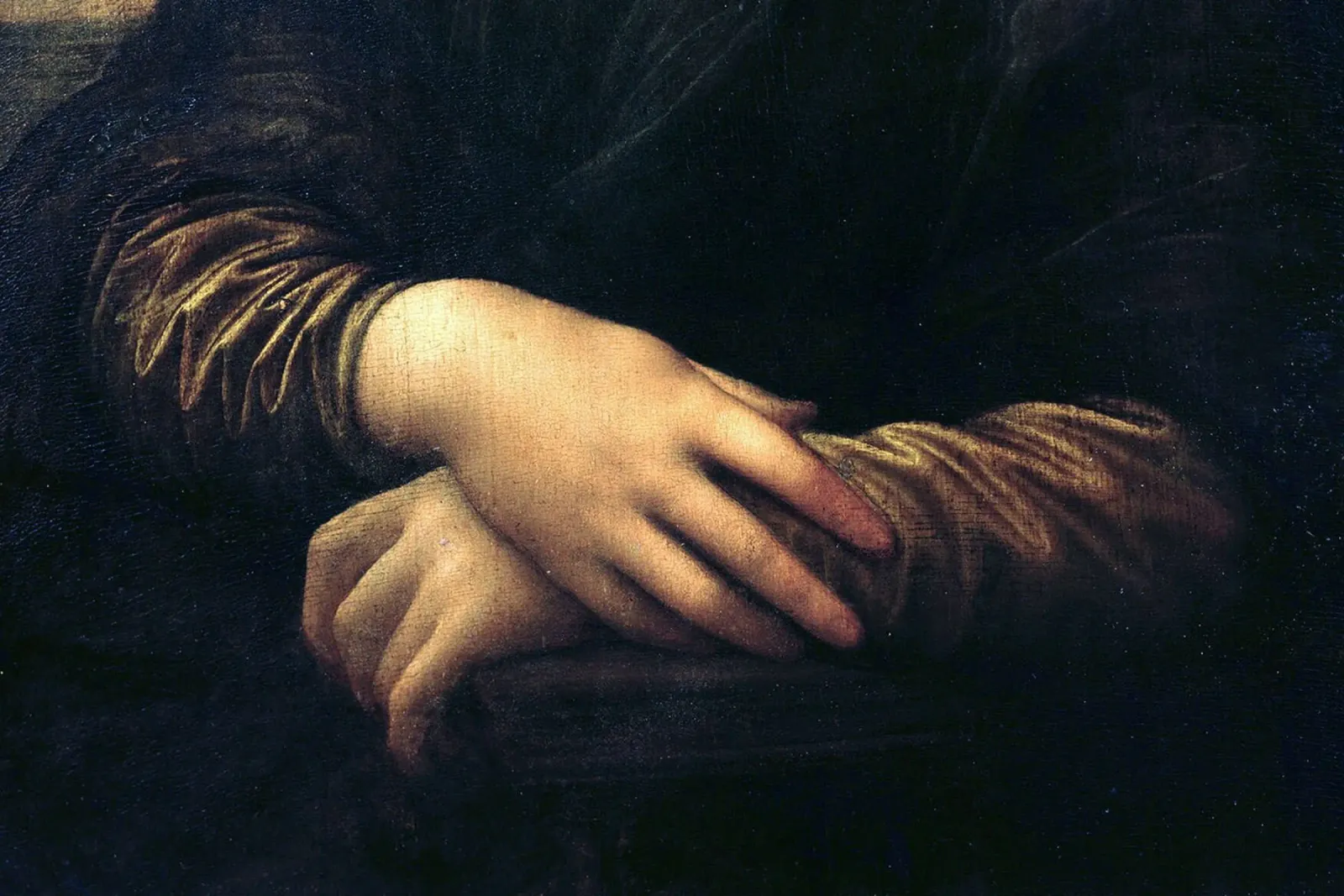 Mona Lisa, hands (detail) by Leonardo da Vinci poster con telaio in plastica da James McIntosh