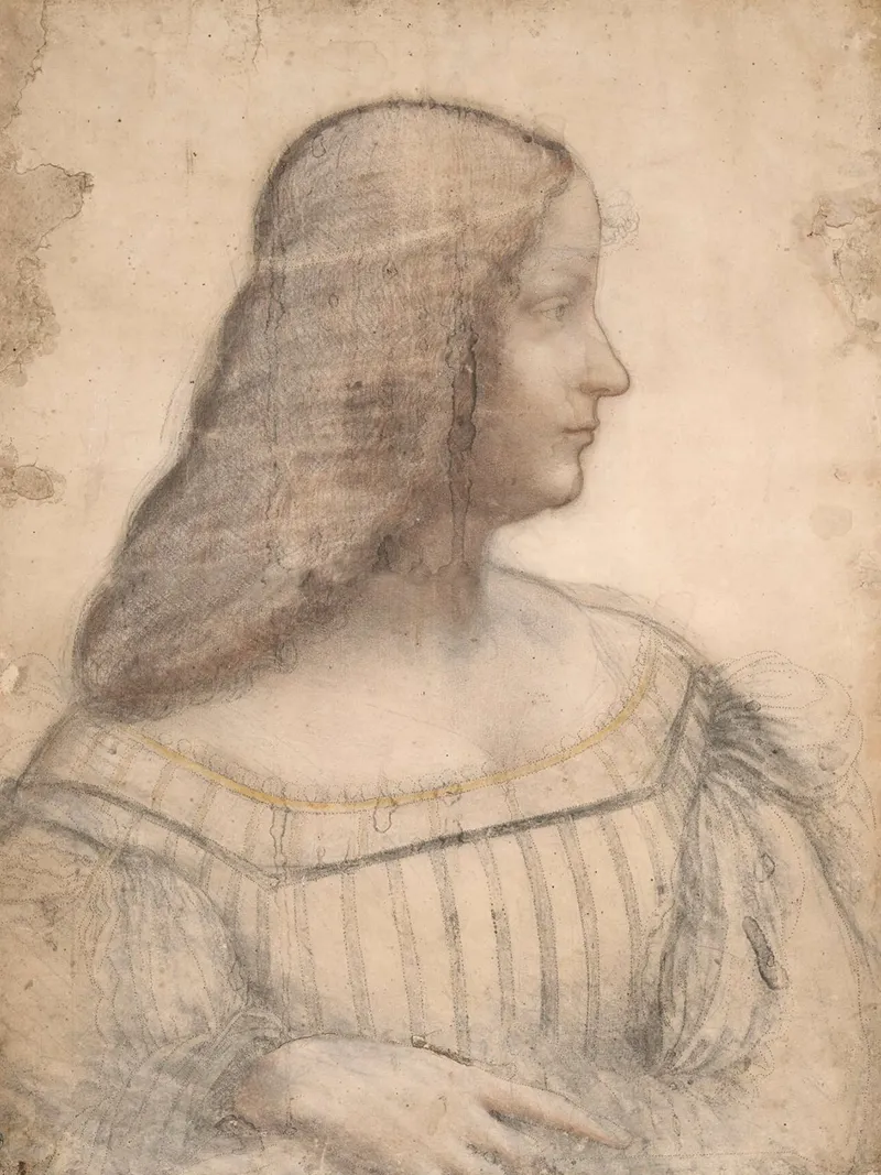 Portrait of Isabella d'Este by Leonardo da Vinci poster con telaio in plastica da James McIntosh