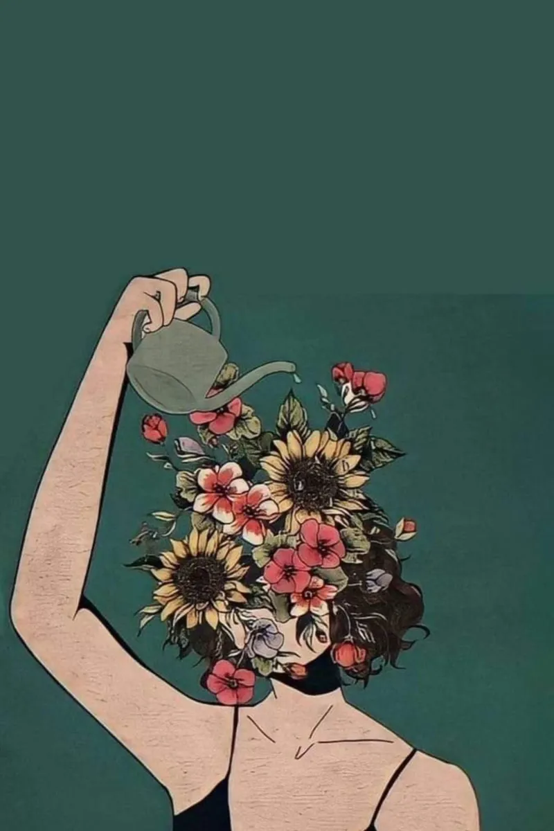 posture garden on face canvas met Baklijst van throme