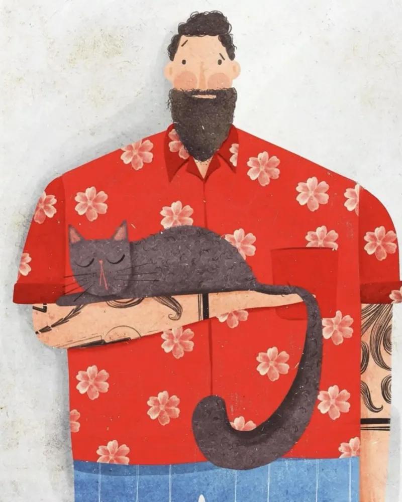 man holding cat canvas met Baklijst van chaodays