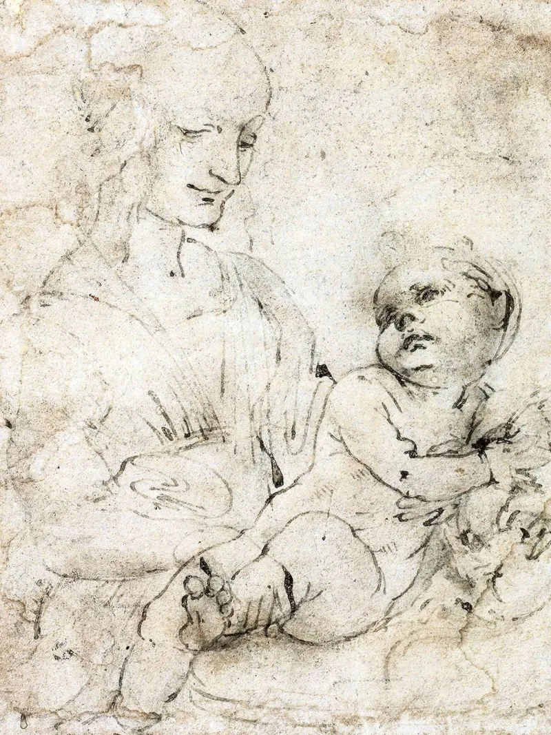 Study for Madonna of the Cat by Leonardo da Vinci canvas with Floater frame by James McIntosh