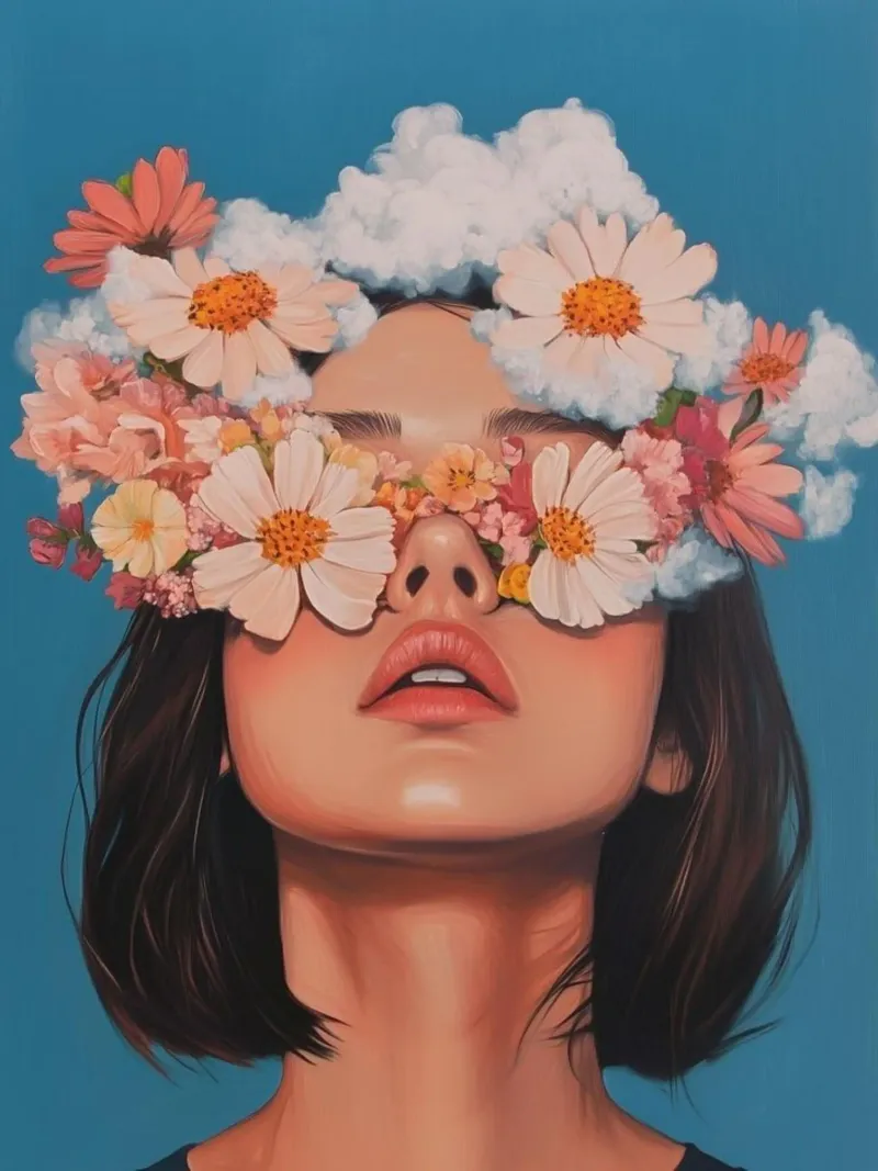 girl with flower face poster da throme