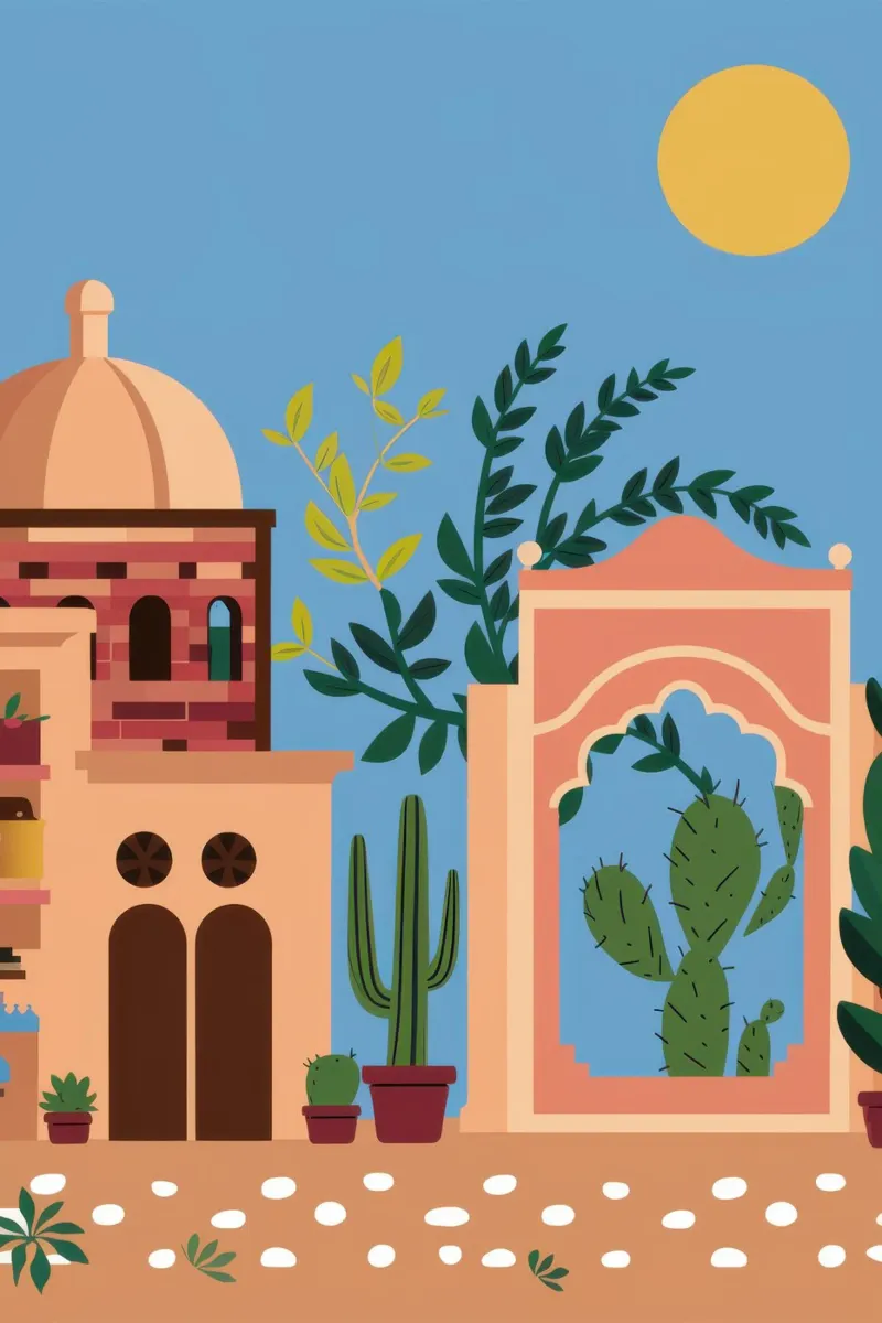 Mediterranean Courtyard Escape canvas with Floater frame by Wish Studio