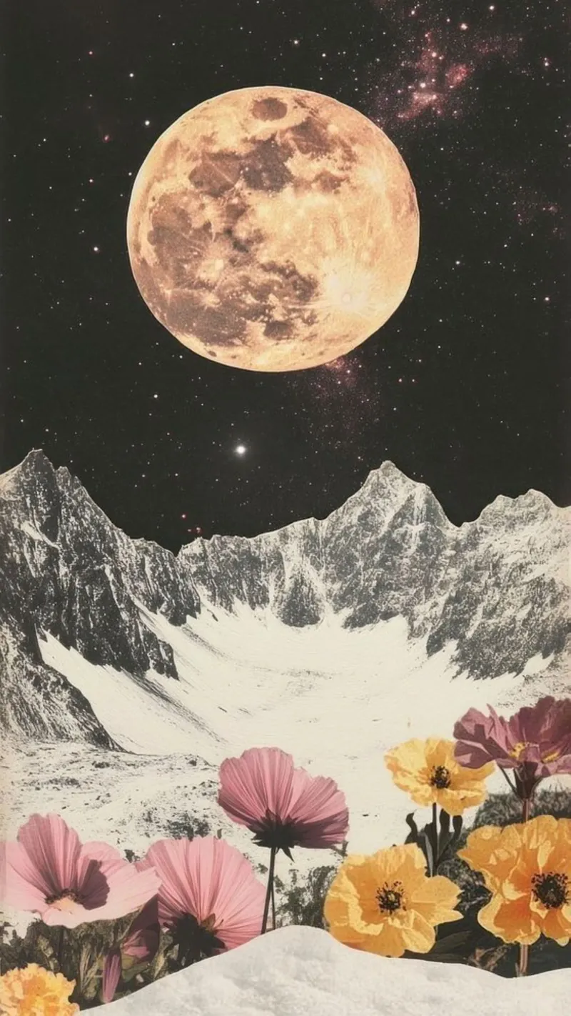flower and moon tela con Cornice a cassetta da sunity