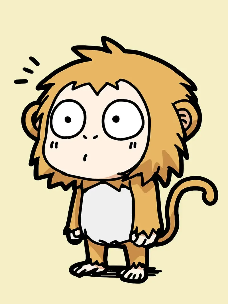 Surprised Monkey Cartoon canvas with Floater frame by Hiroto Mori